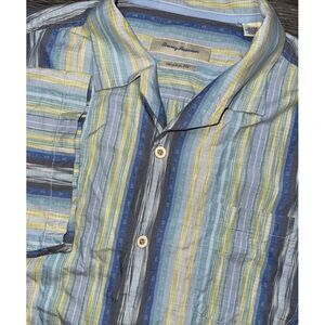 Tommy‎ Bahama Original Fit Mens Silk MultiColor Striped Button Down XL